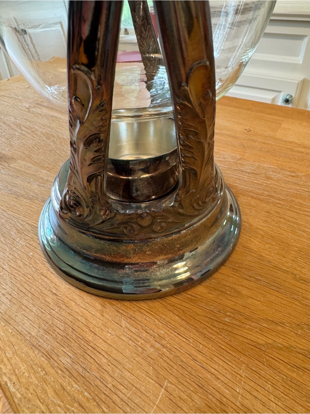 Antique Silver Tilting Glass Coffee Carafe & Warming Stand | Art Nouveau | HTF - Picture 6 of 11